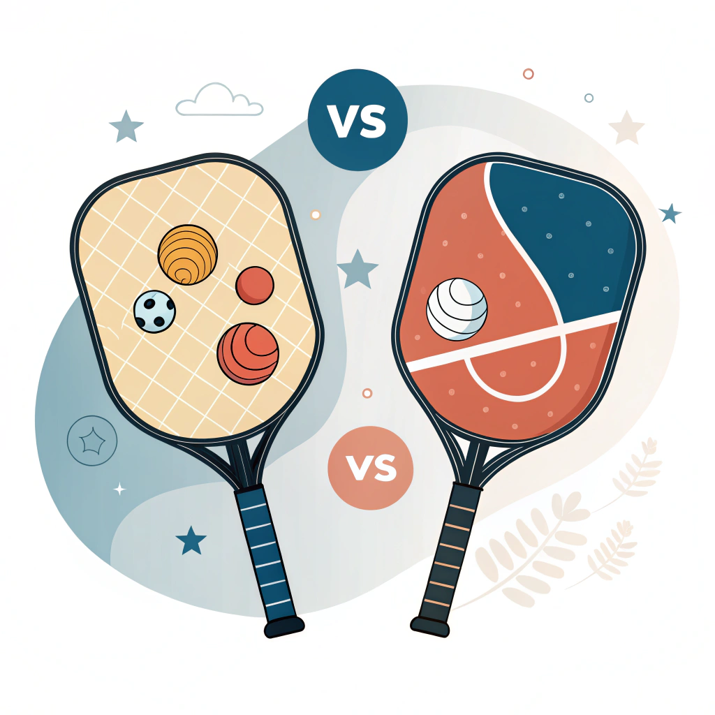 Minimal illustration contrasting paddle designs for beginners and competitive players.