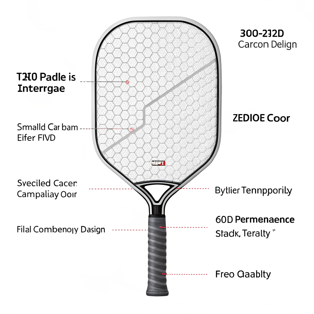 Minimalistic 2D illustration of an advanced high-tech pickleball paddle.