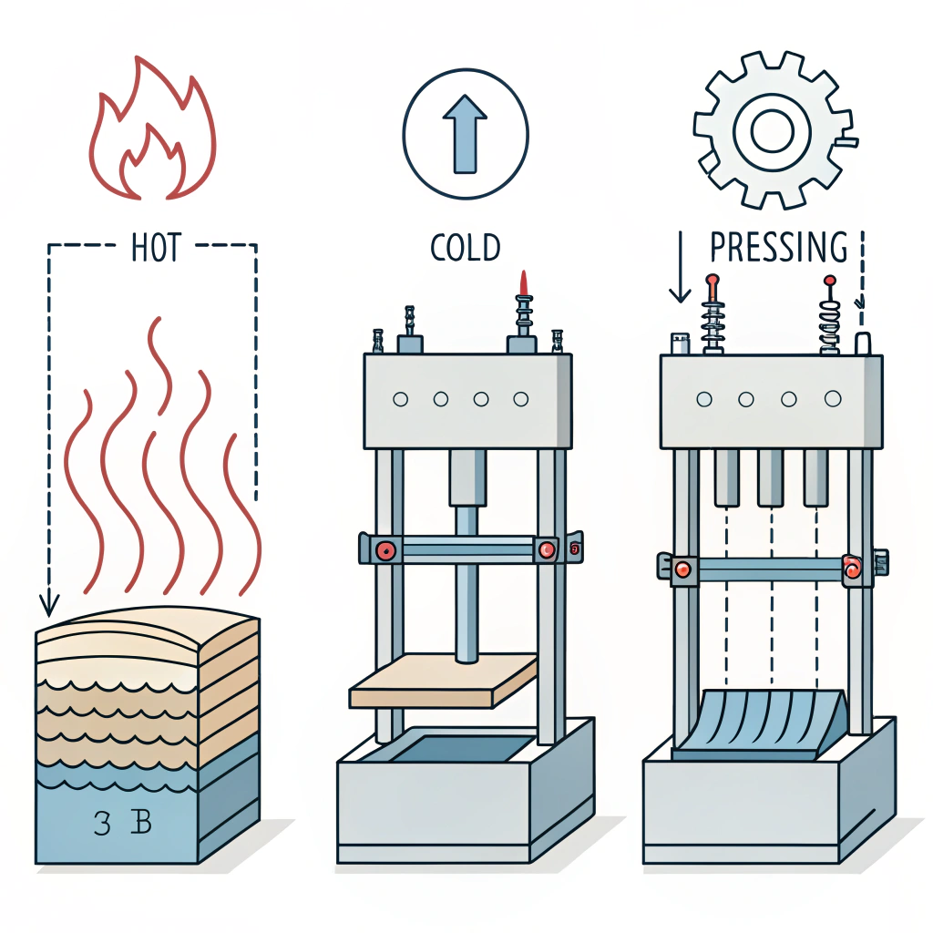 Flat minimal illustration of three paddle manufacturing methods in a modern style