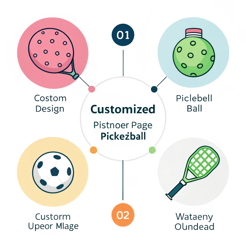 Clean vector illustration of customizable branding and design for pickleball balls.