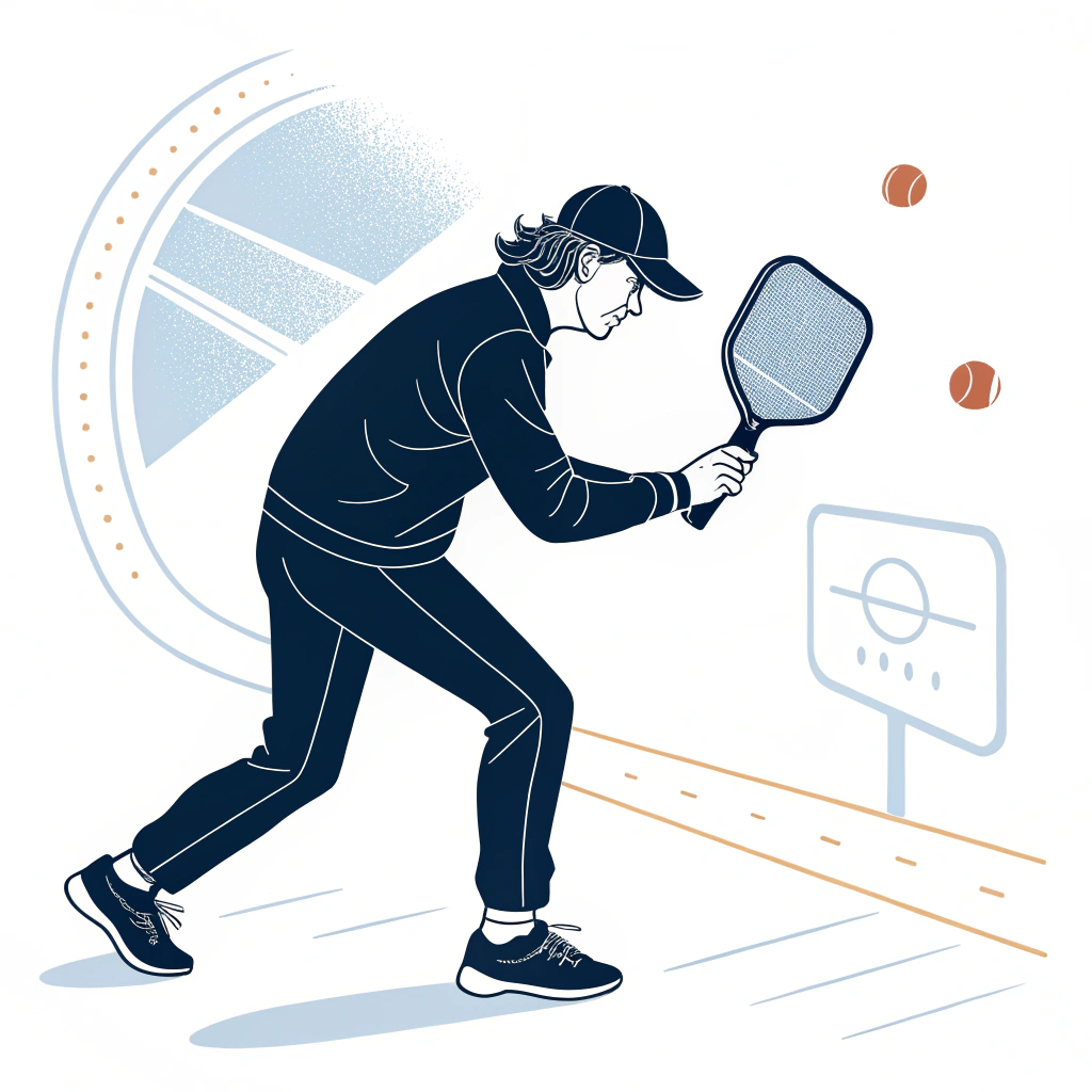 Minimalist illustration of a professional testing a pickleball paddle in a case study setting