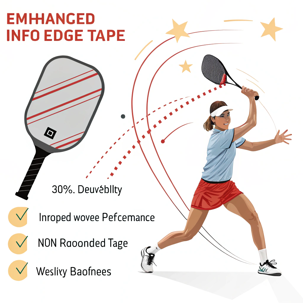 Flat minimal illustration of a pickleball paddle highlighting durability and reduced vibration