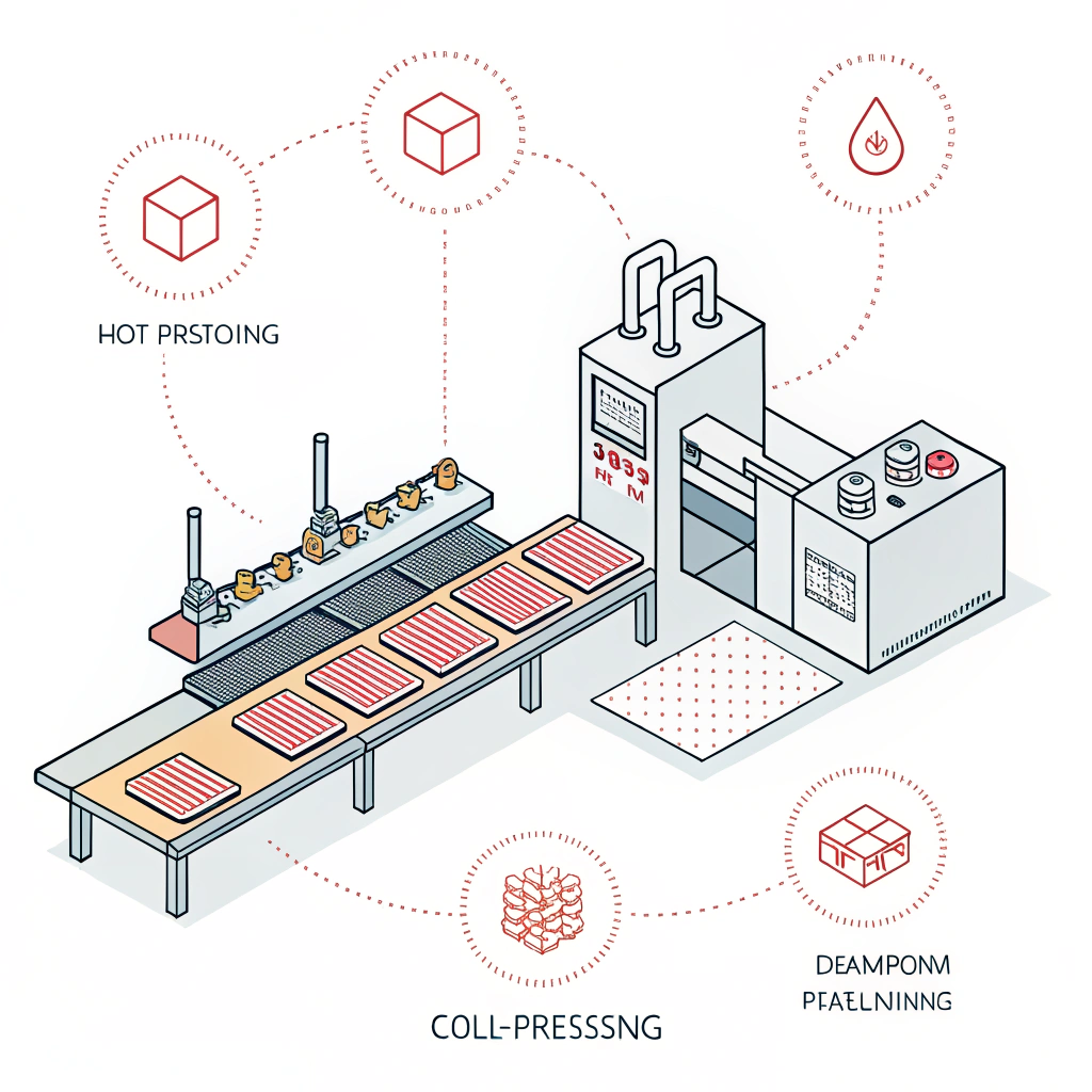 simplistic 2D illustration of paddle manufacturing processes with distinct icons