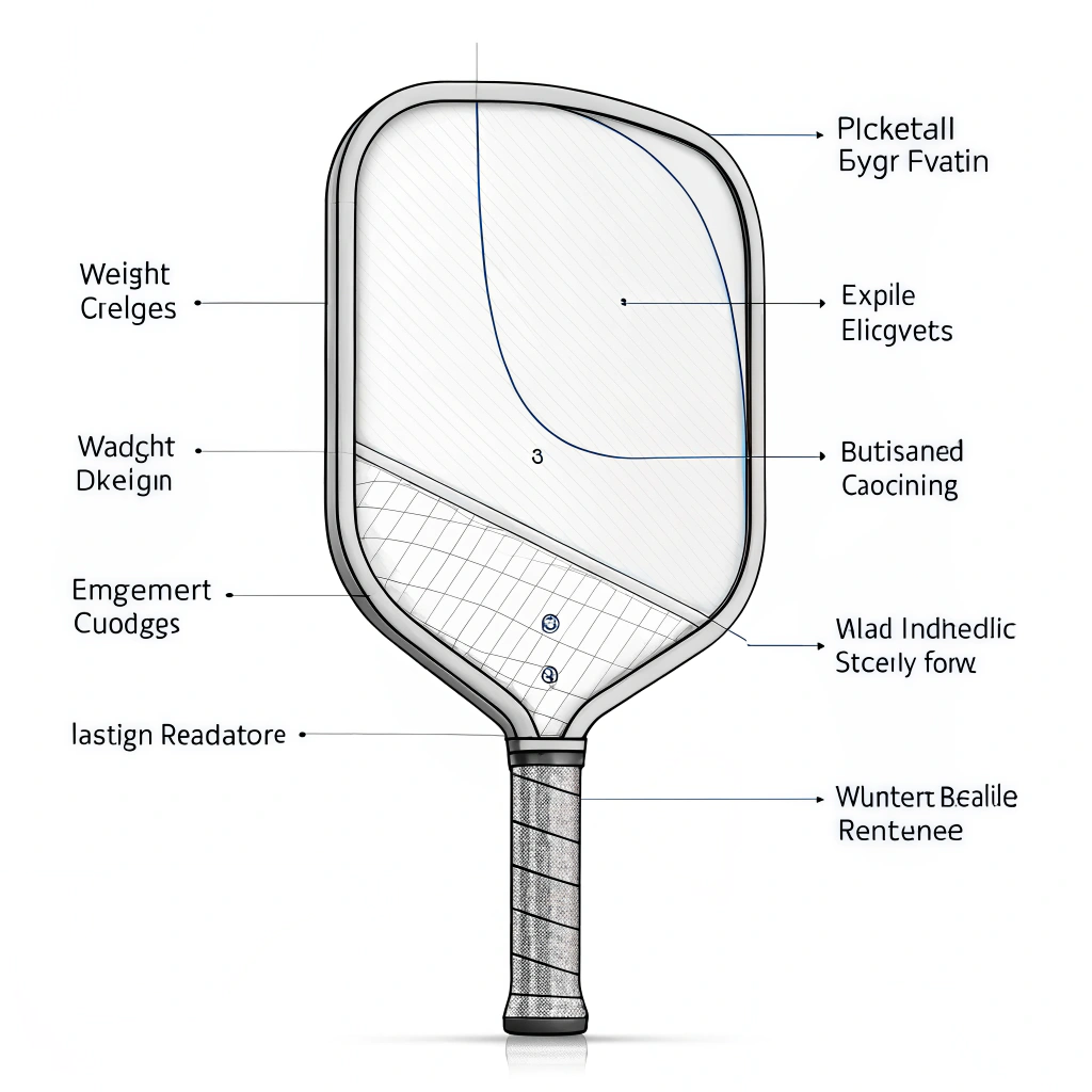 Minimalistic illustration of a pickleball paddle edge trim showcasing technical precision and design elegance.