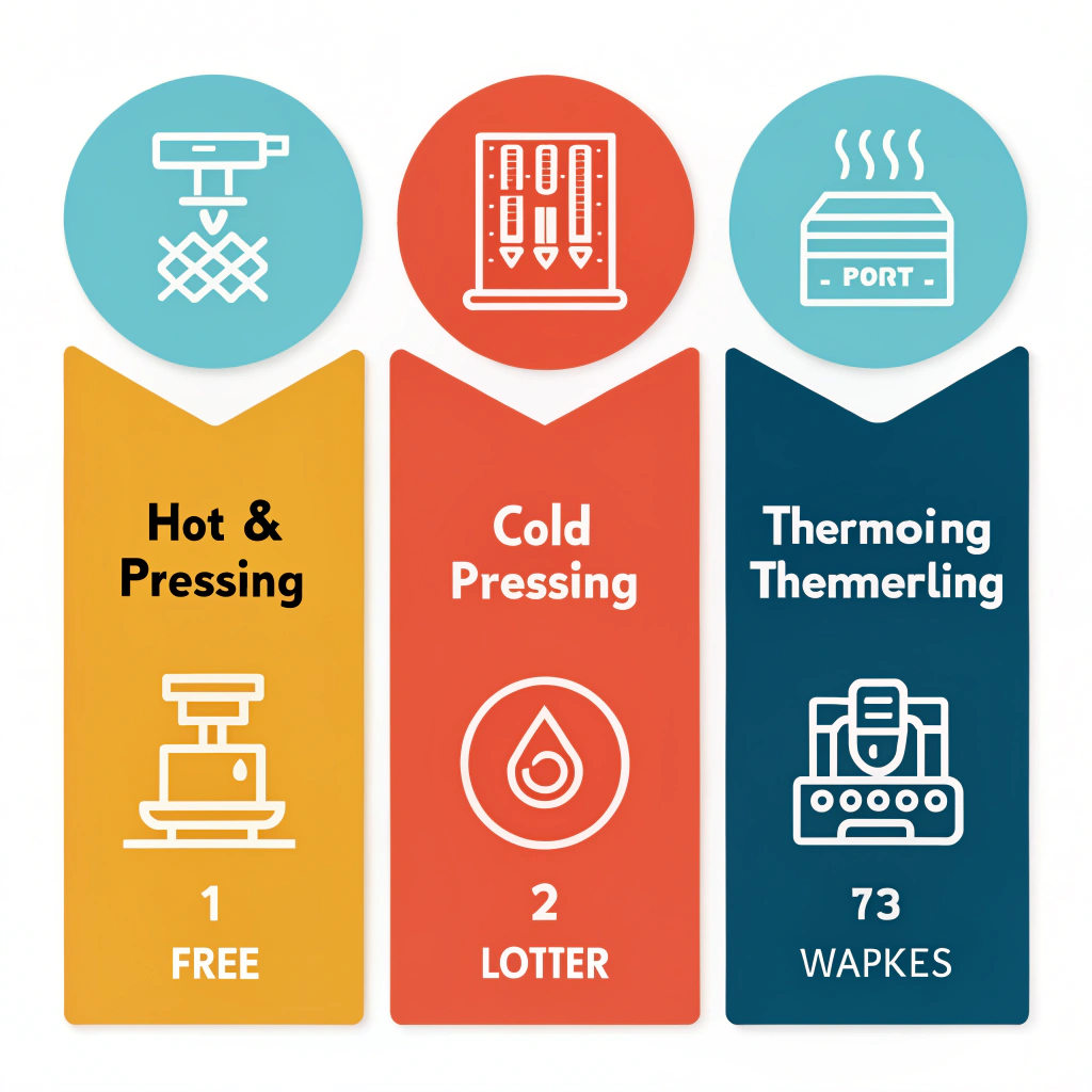 Minimal illustration comparing three production techniques in a vibrant 2D style