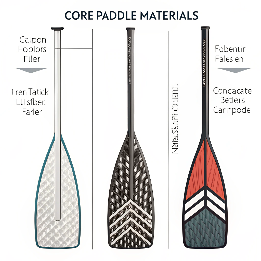 Minimalist panels illustrating carbon fiber, fiberglass, and composite materials