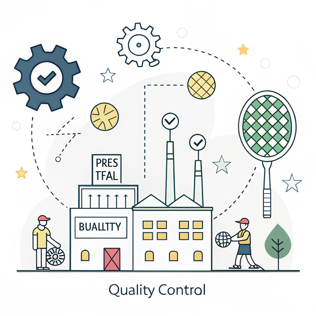 Flat design illustration depicting abstract quality control and customization elements