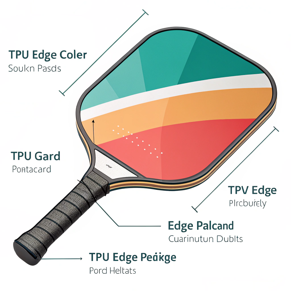 Minimalistic 2D pickleball paddle with customizable TPU edge guard design