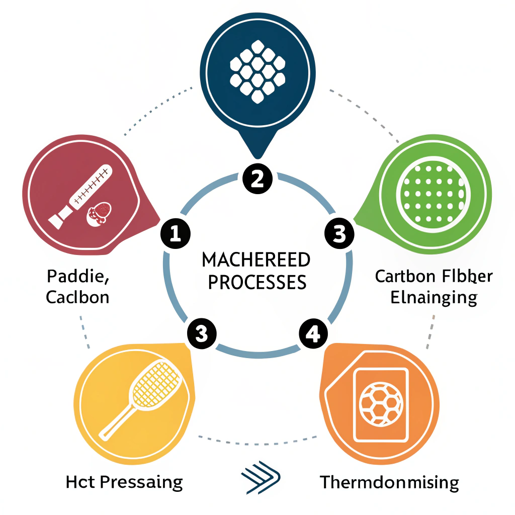 Minimalist 2D illustration showing abstract elements of advanced pickleball manufacturing techniques.
