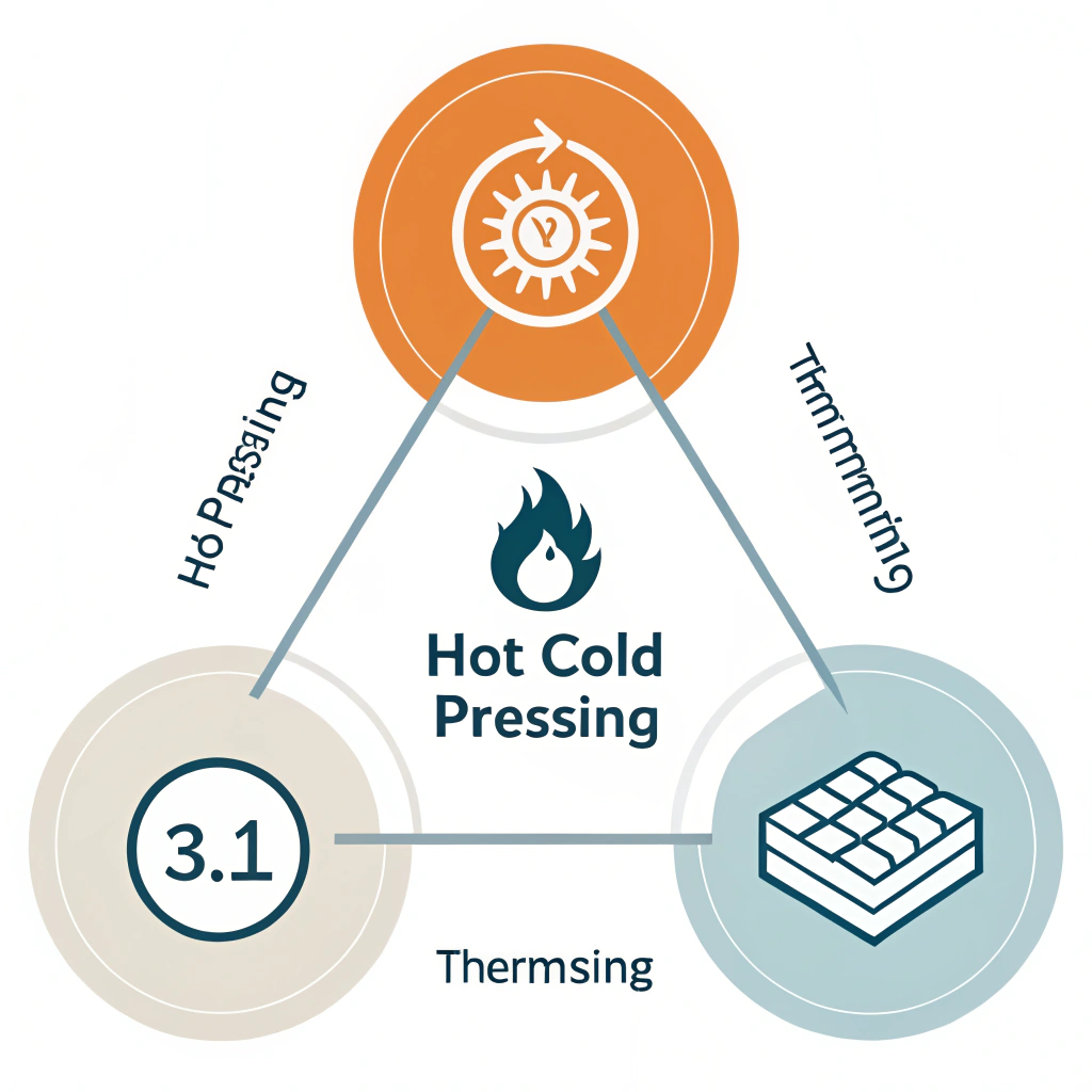 Flat graphic featuring three production process icons for pickleball paddles.