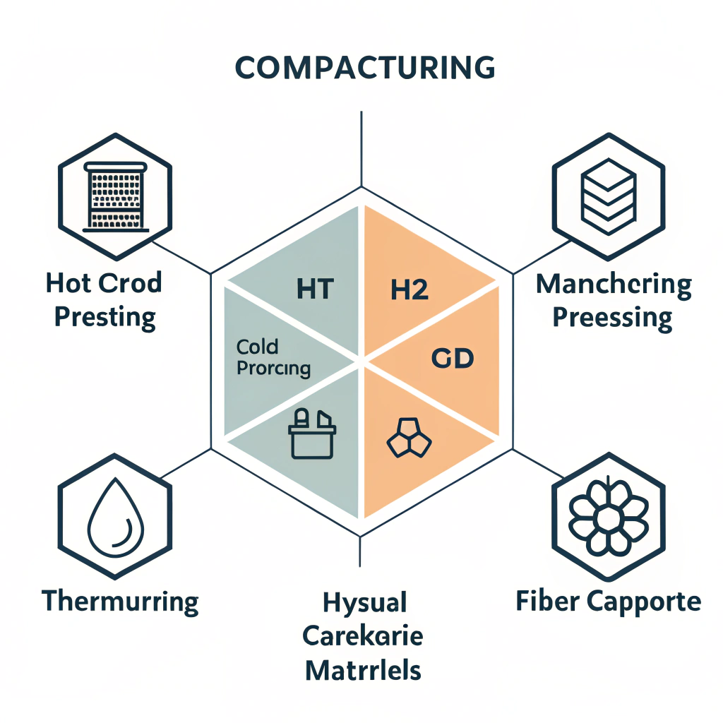 Minimalist diagram illustrating composite material and production process comparison
