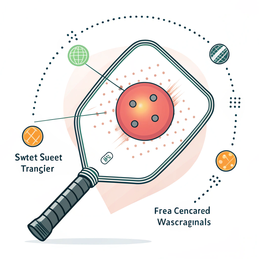 Minimalist 2D illustration highlighting the sweet spot of a pickleball paddle