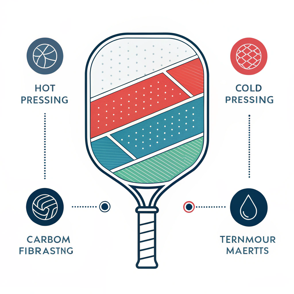 Simple flat design showing advanced, cost-effective pickleball paddle production techniques.