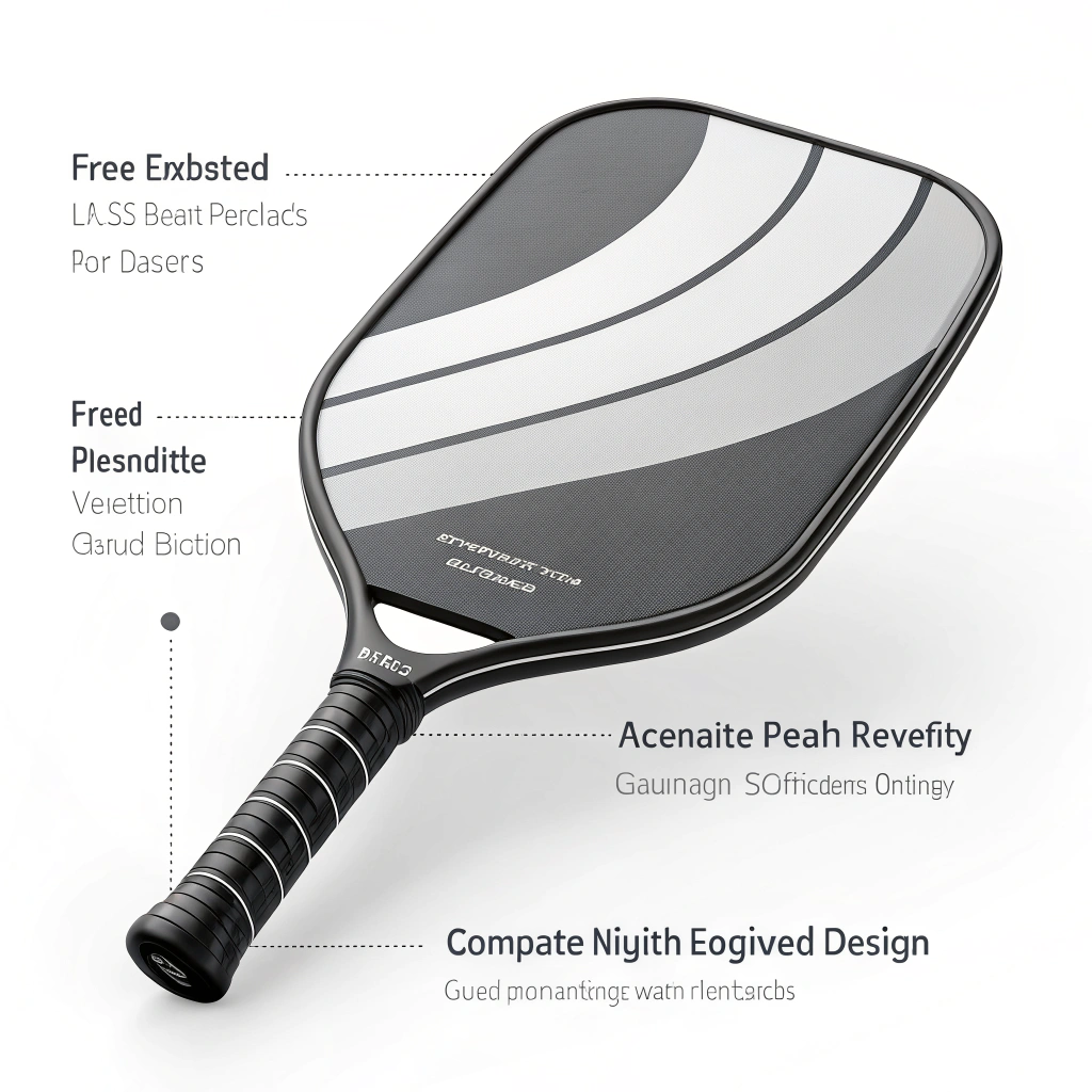 A minimalist 2D illustration of a sleek modern custom paddle showcasing corporate branding and performance.