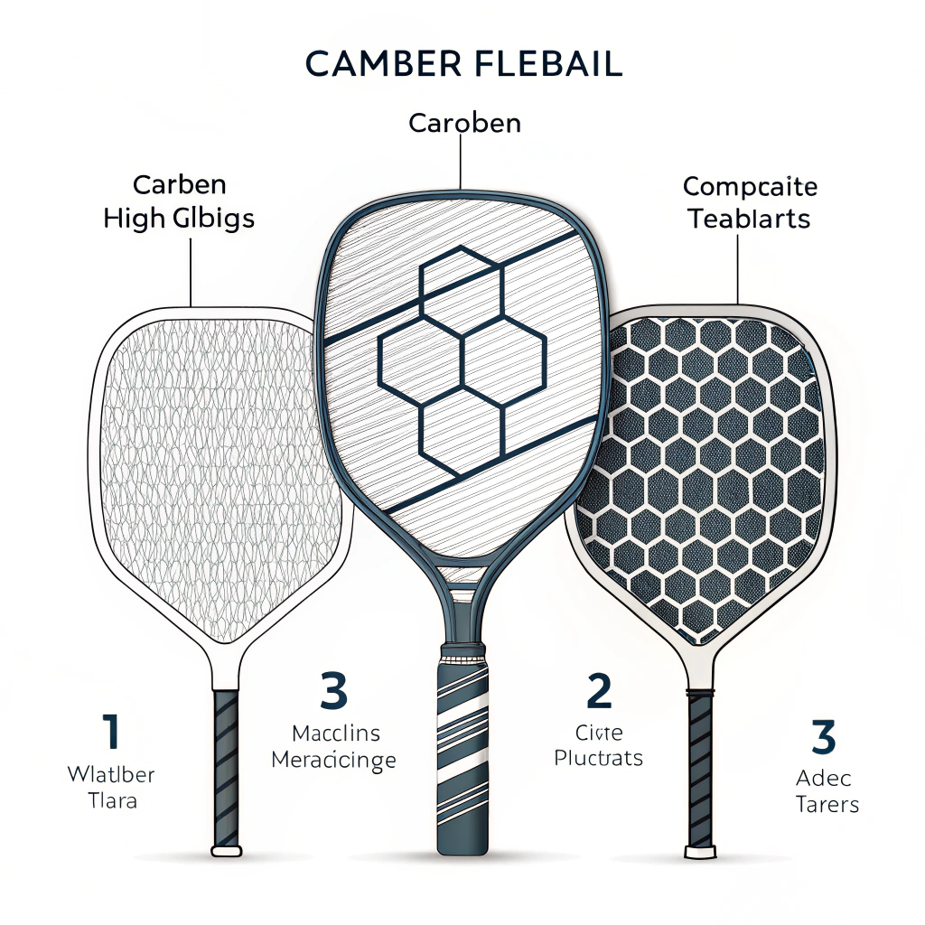 Minimalist 2D depiction of carbon fiber, fiberglass, and composites for pickleball paddles.