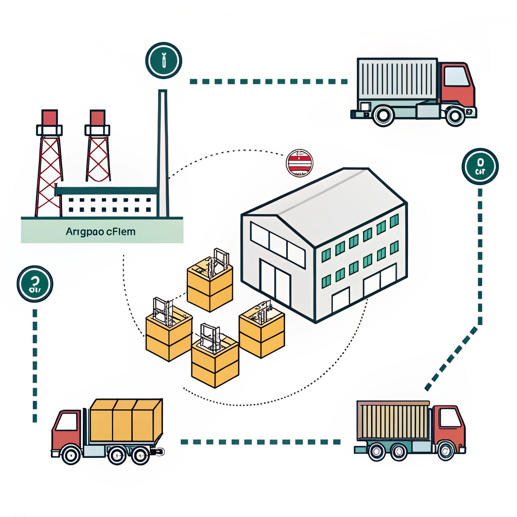 Minimal flat illustration representing an efficient supply chain for pickleball equipment