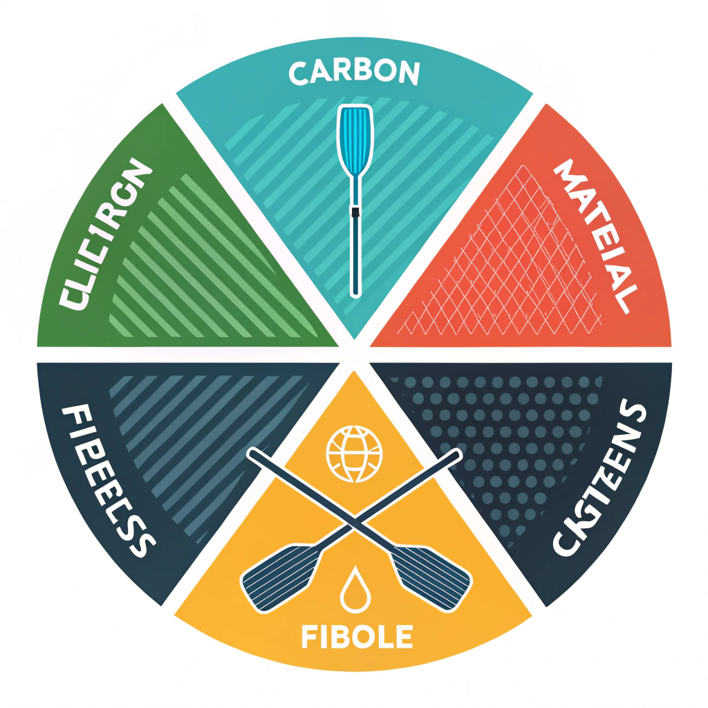 "Minimal flat illustration of composite materials for paddle manufacturing."