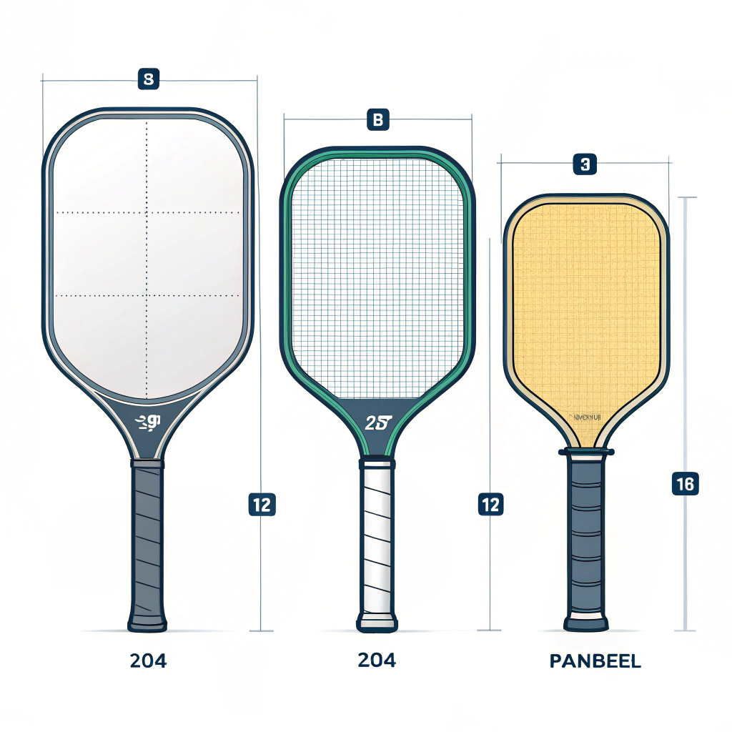 Simple 2D illustration of four distinct pickleball paddle shapes in a flat minimalist style