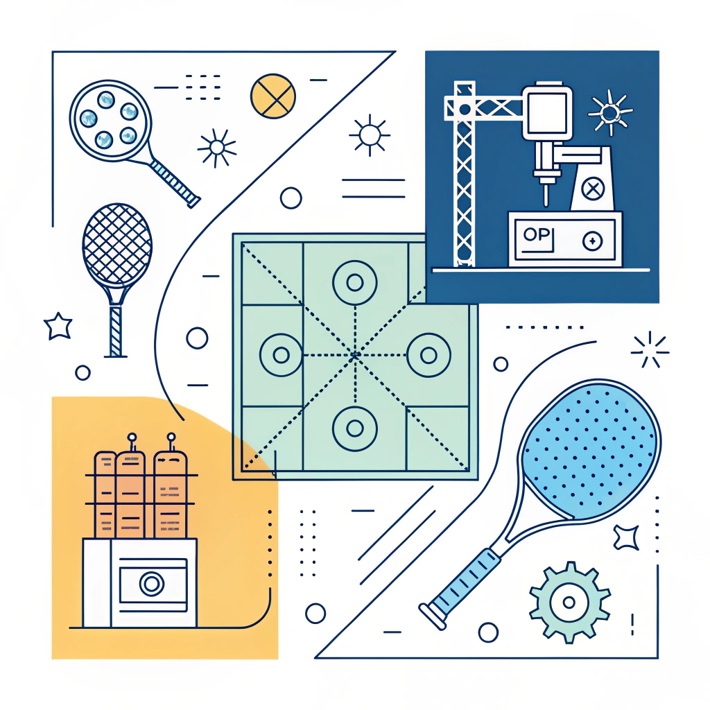 Minimalist 2D illustration merging digital CAD with paddle production techniques.