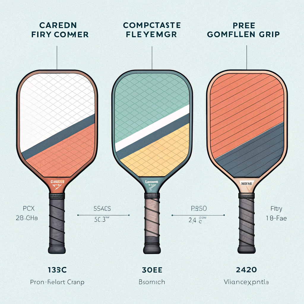 Flat illustration showing three different pickleball grip textures in a minimal style