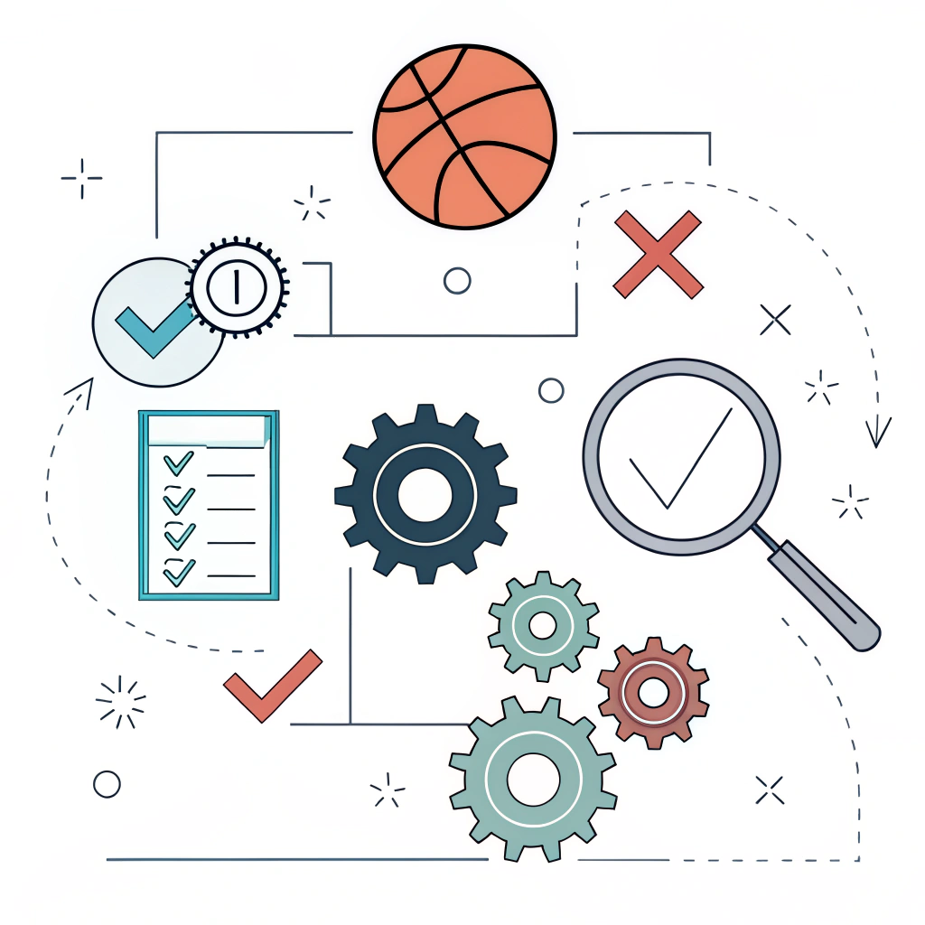 Simple flat illustration of quality control with abstract testing symbols