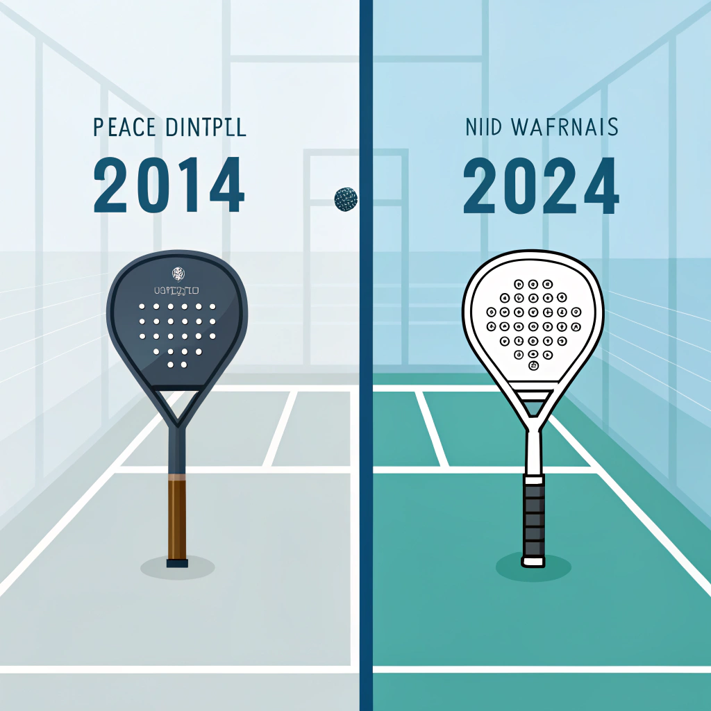 Minimal split-screen illustration comparing padel and pickleball equipment with distinct court designs.