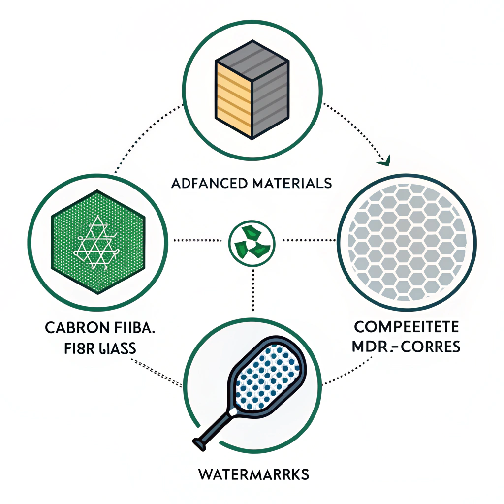 Flat diagram of carbon fiber, fiberglass, and composite material icons.
