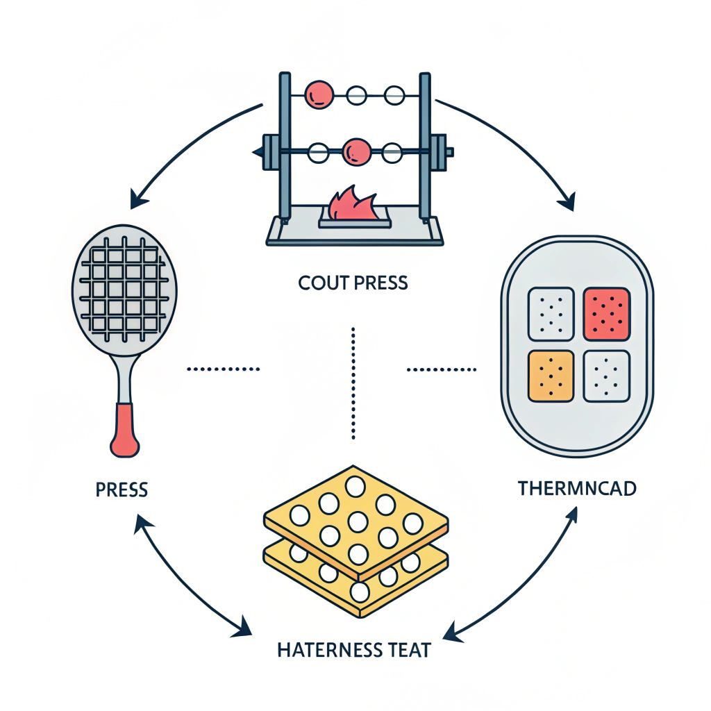 Simplified 2D illustration showing three manufacturing methods for pickleball paddles