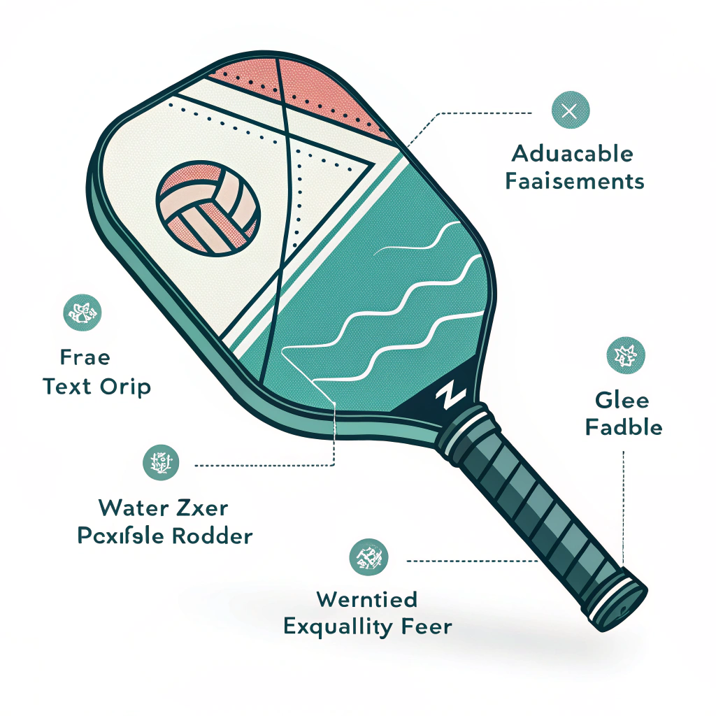 A flat 2D illustration highlighting a customizable pickleball paddle with adjustable design features.