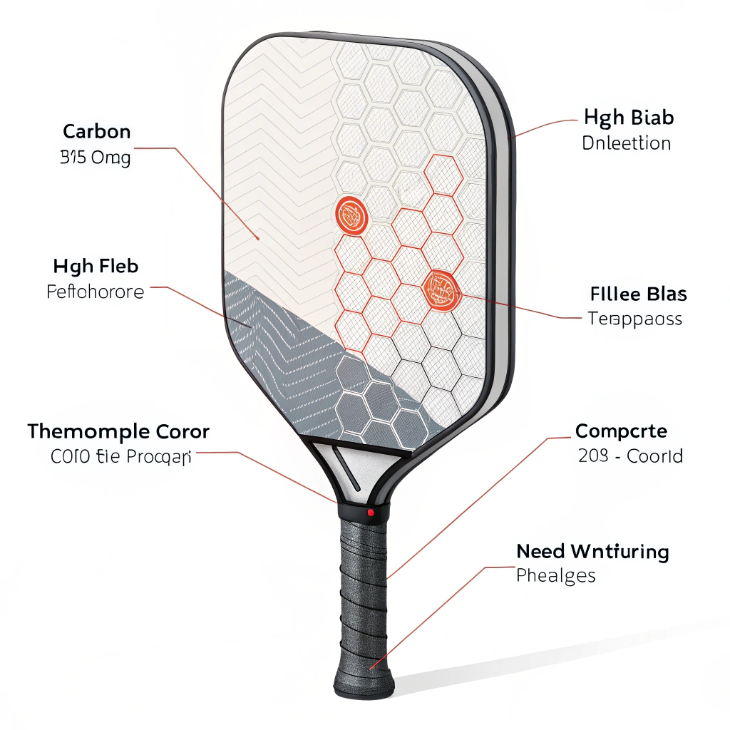 Minimalist exploded view of a layered pickleball paddle in flat design.