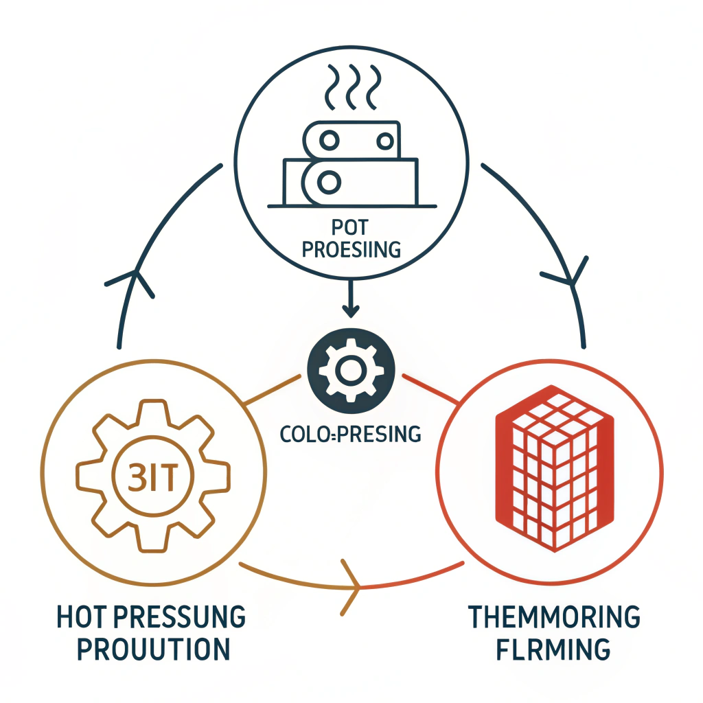Minimalist 2D depiction of production stages for pickleball paddles.