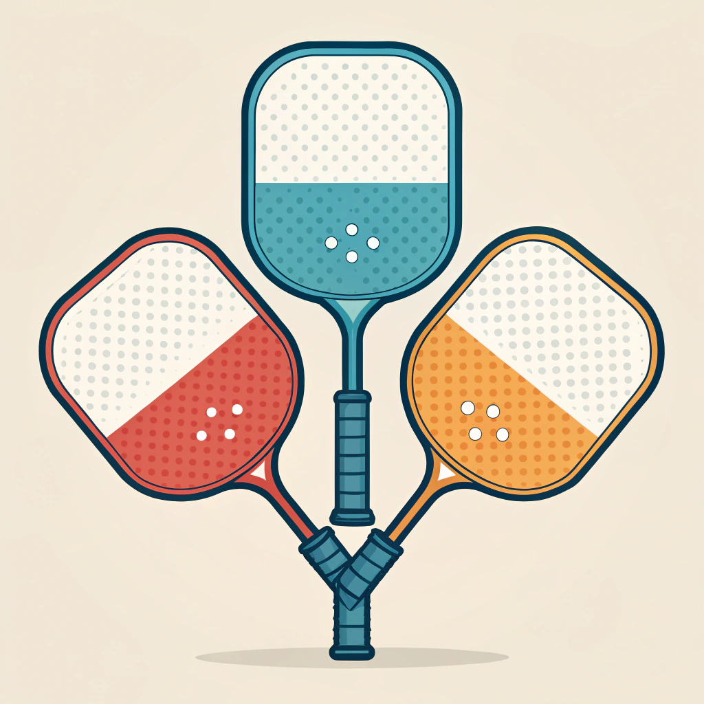 minimalist 2D illustration of custom pickleball paddles showcasing advanced manufacturing techniques