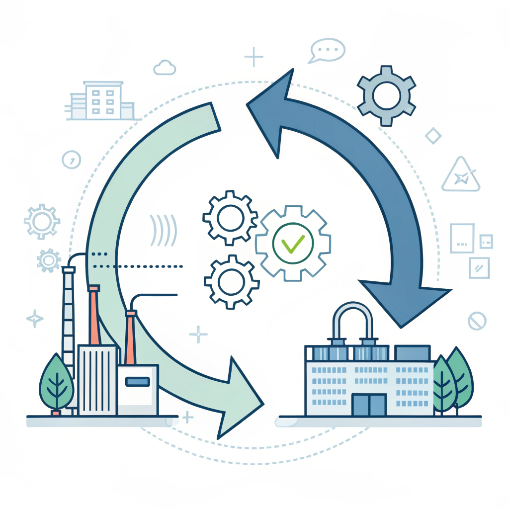 Minimal flat illustration of a feedback loop in the manufacturing process