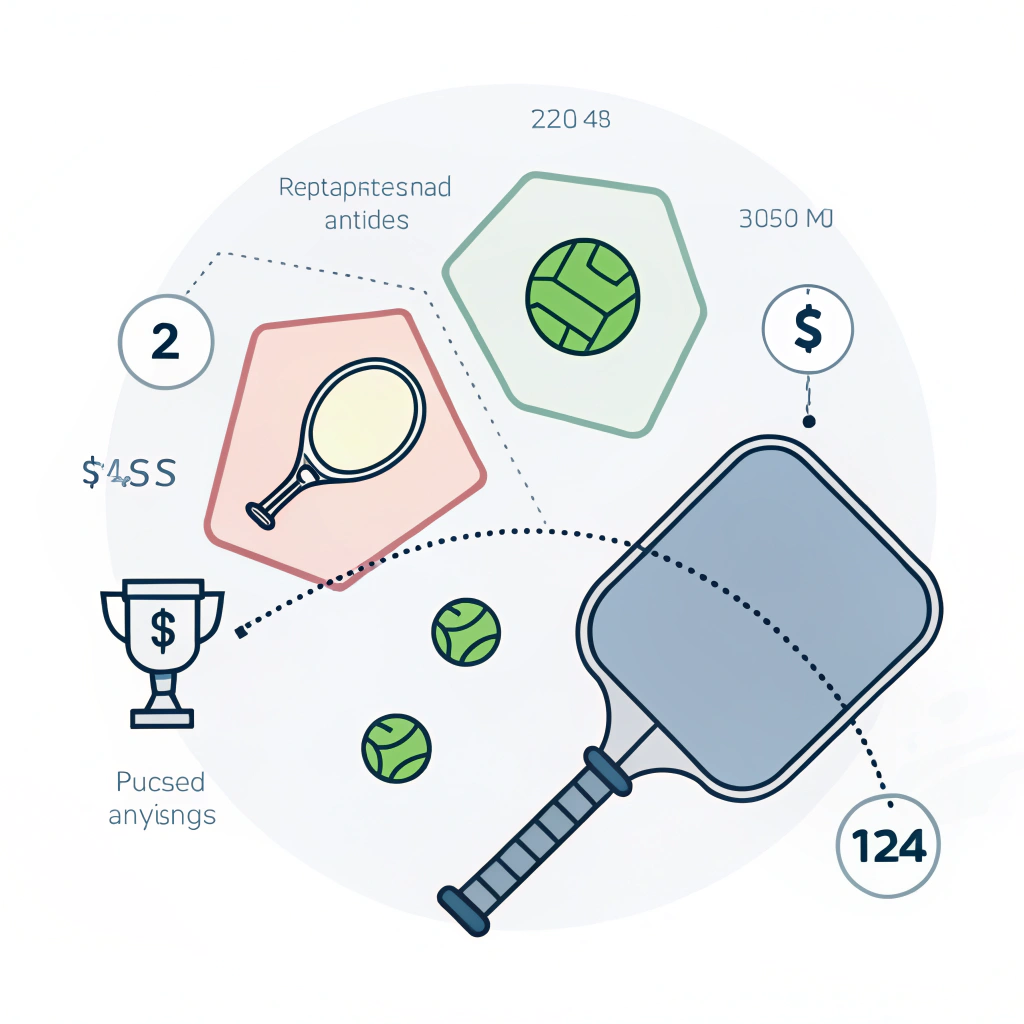 Minimal flat design illustration showing pickleball paddle sourcing concepts