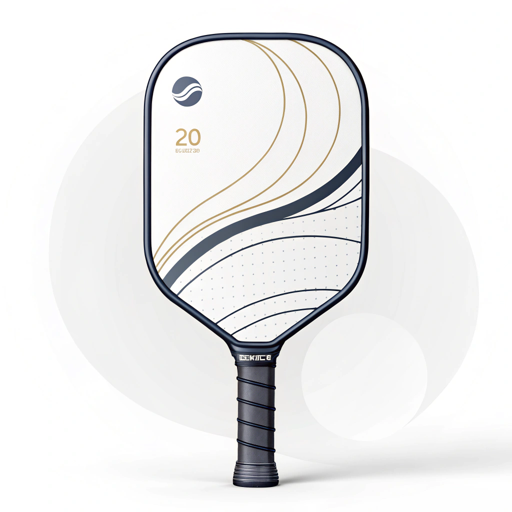 Minimalist 2D illustration of a premium pickleball paddle enhancing brand identity