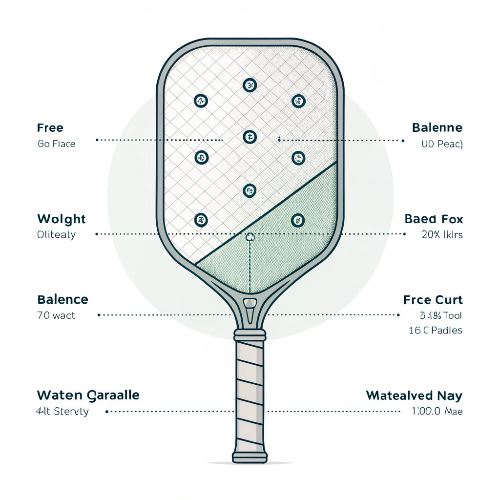 Simplistic 2D illustration showcasing a balanced pickleball paddle with highlighted weight distribution