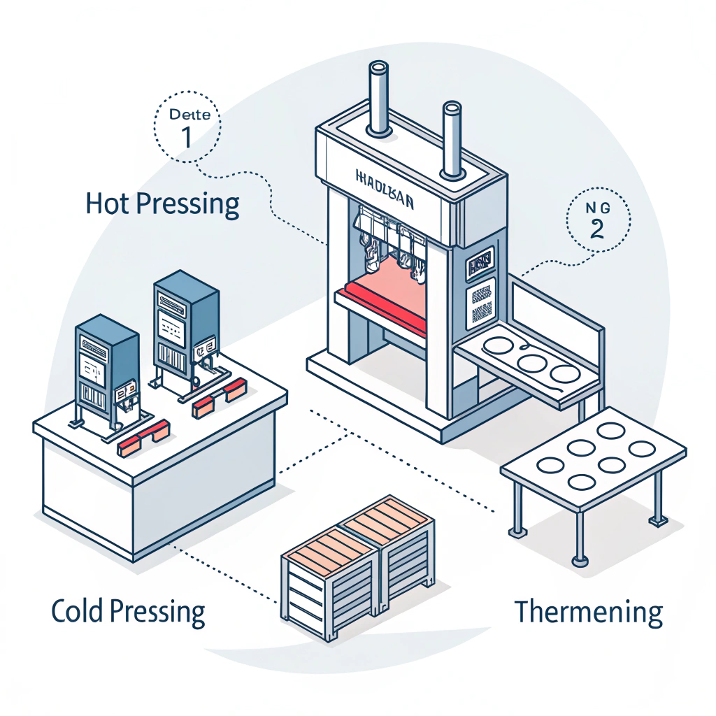 Minimal illustration of modern paddle factory production lines in abstract style