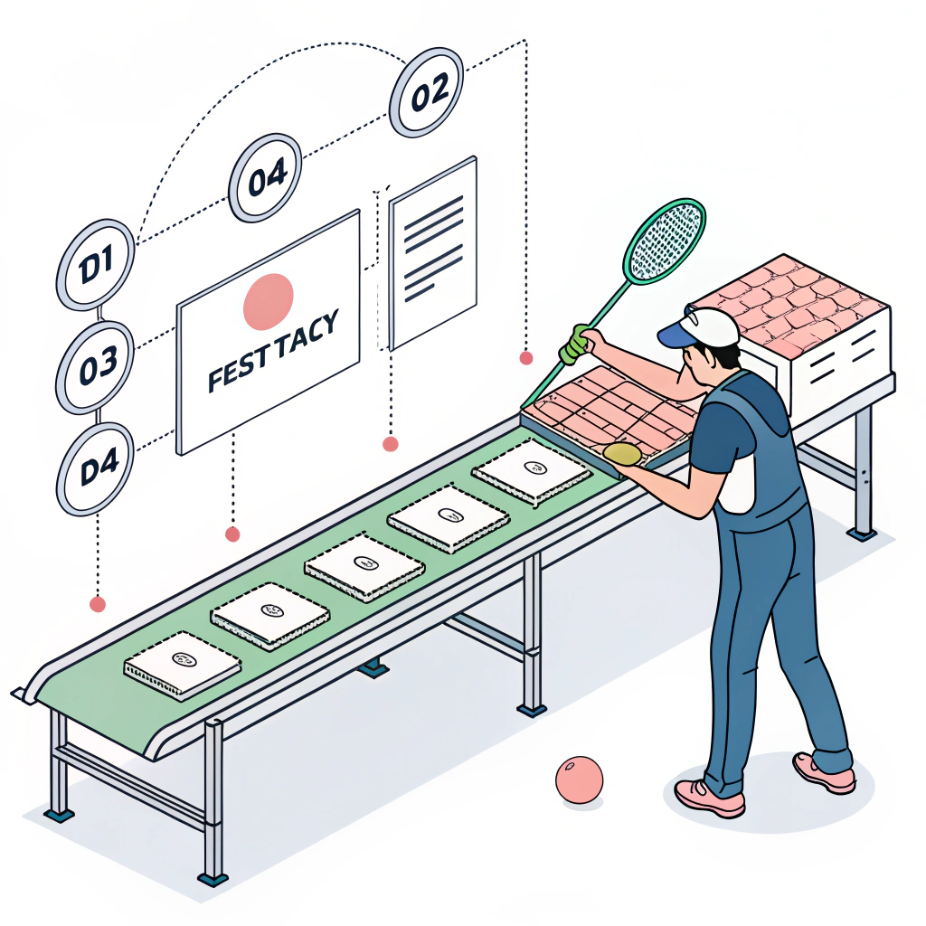 Minimal flat design showing quality control in paddle production.