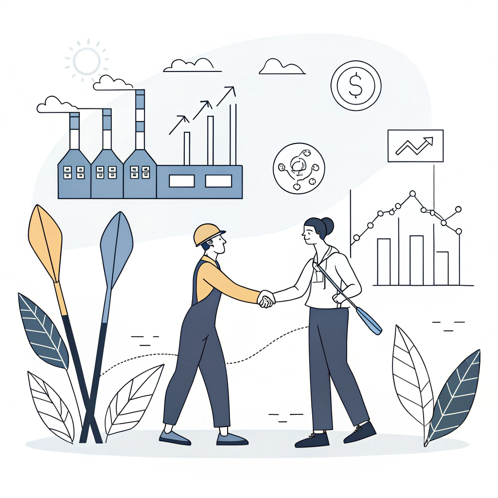 Minimalistic artwork illustrating a successful OEM partnership in paddle manufacturing