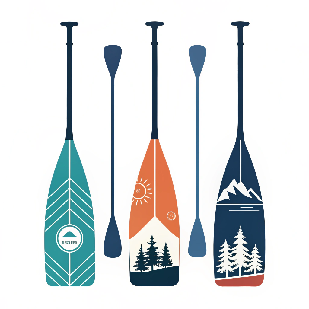 Minimalistic vector image depicting custom paddle design elements and color swatches