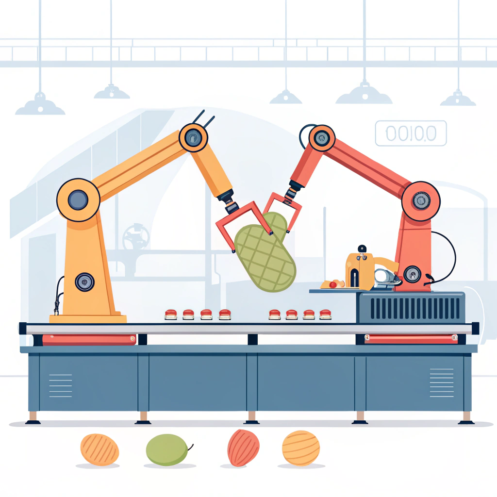 Minimal flat design of an automated pickleball paddle assembly line in action