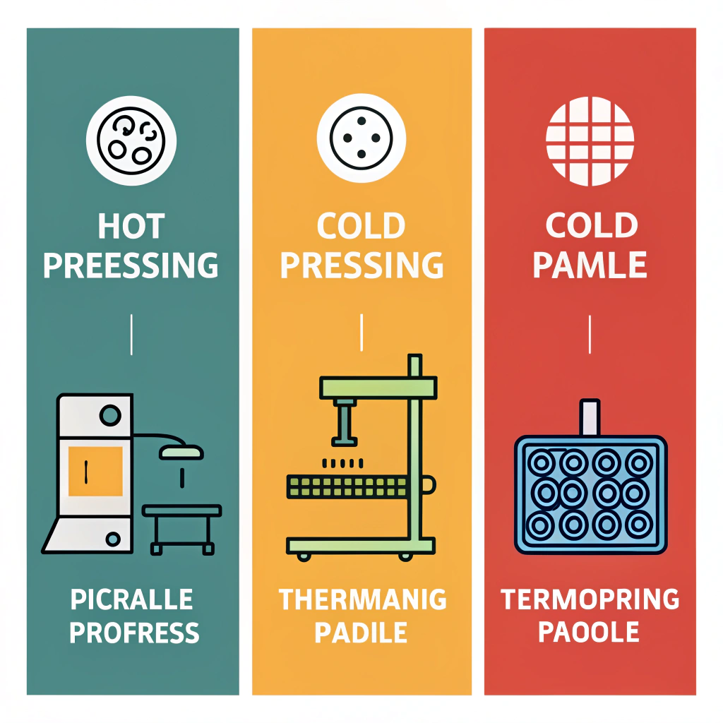 Flat design illustration showing three automated paddle production techniques
