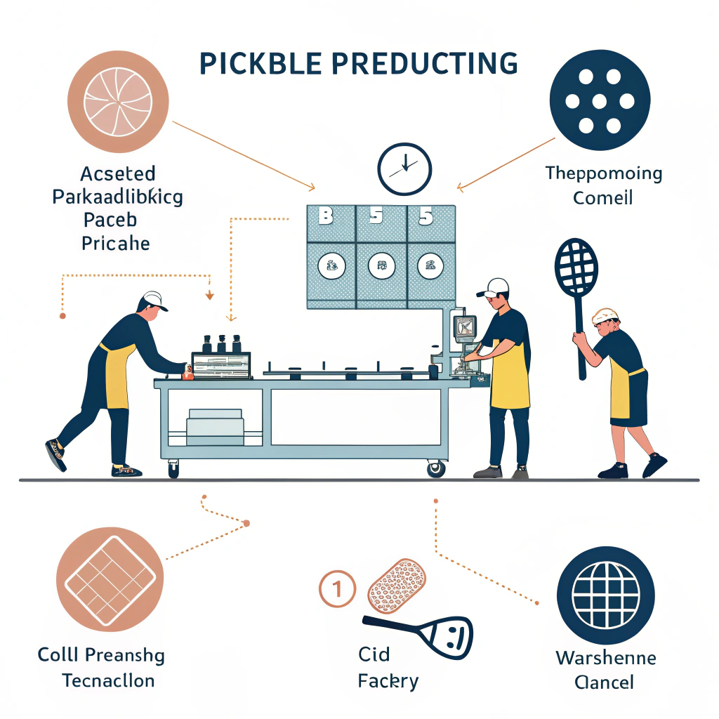 Minimalist 2D depiction of advanced pickleball manufacturing processes.
