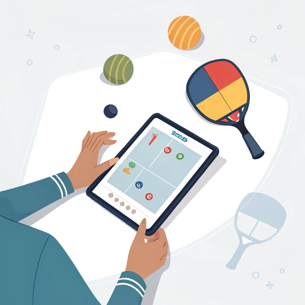 Minimalist digital art of interactive custom design for a pickleball paddle