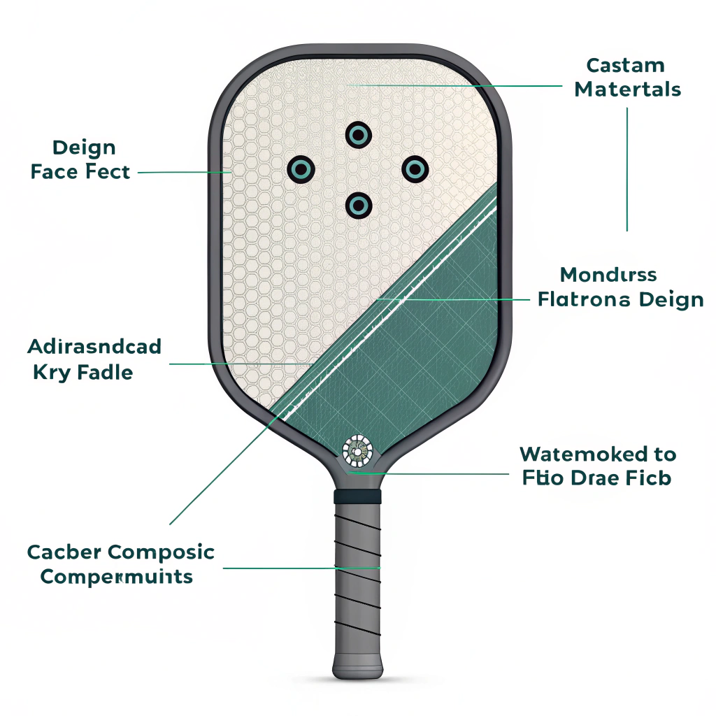 Simple 2D illustration showing technical components of a pickleball paddle