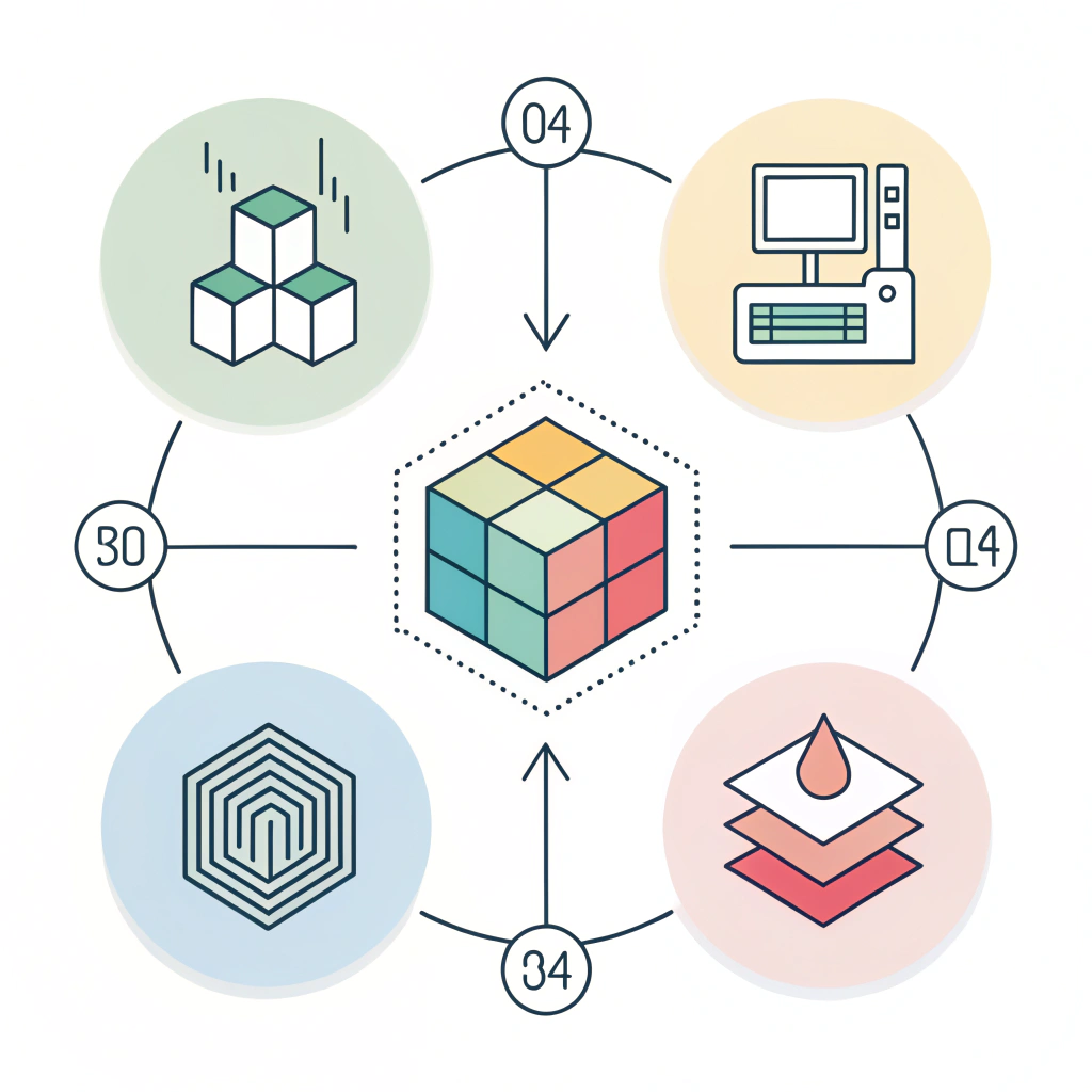Minimalist illustration of four production techniques for custom paddle covers.
