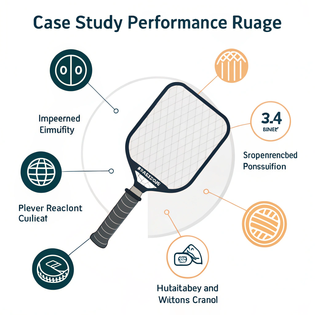 Minimalist flat design of a pickleball paddle highlighting performance improvements with a polyurethane grip