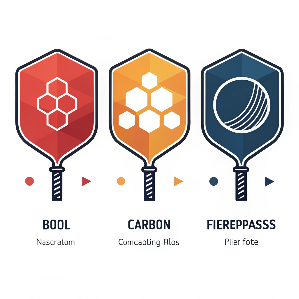 Abstract minimalist illustration showing paddle material evolution with composite and manufacturing symbols.