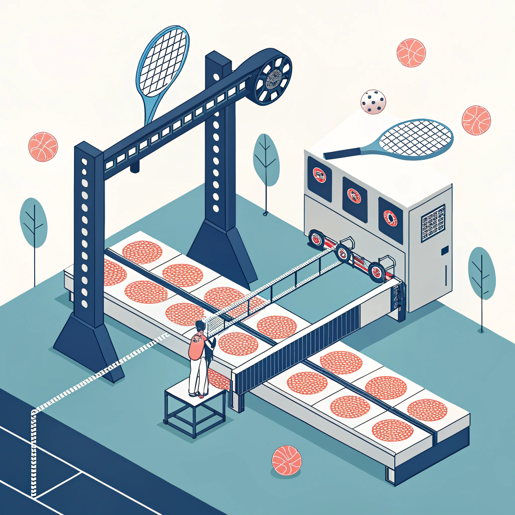 Minimal 2D illustration of an advanced carbon fiber paddle manufacturing facility