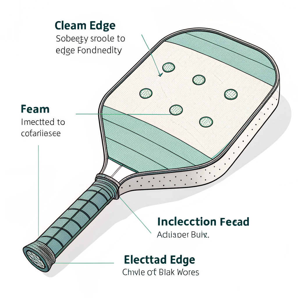 Minimal illustration of a paddle showing foam injected edge for enhanced durability